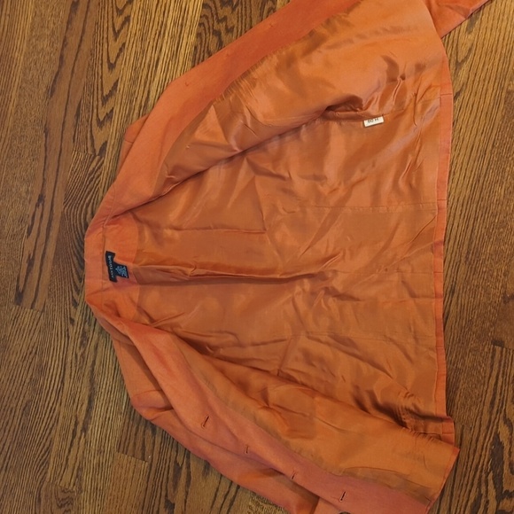 Ann Taylor Linen Blend Orange Button-Up Modern Career Office Siren Blazer Sz 8 - Picture 6 of 9